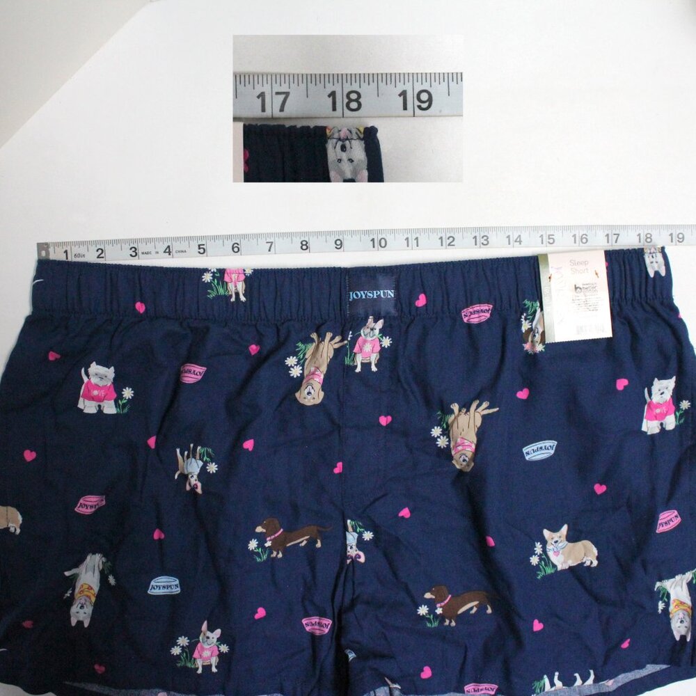 NWT XL 16-18 Women's Joyspun Woven Nautical Navy Sleep Short With Pockets - Picture 6 of 11